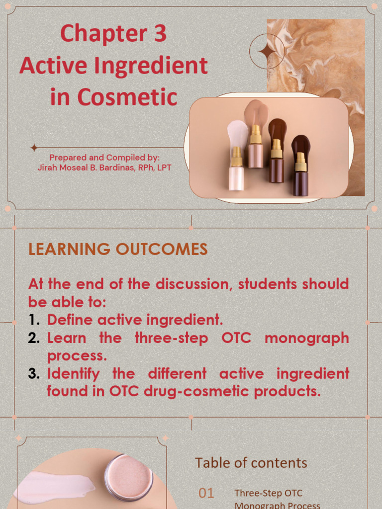 Chapter 3 Active Ingredient in Cosmetics | PDF