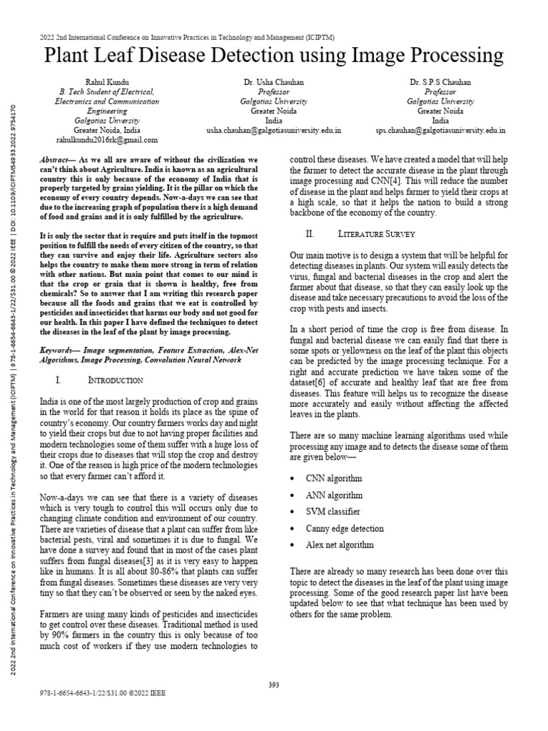Plant Leaf Disease Detection Using Image Processing | PDF
