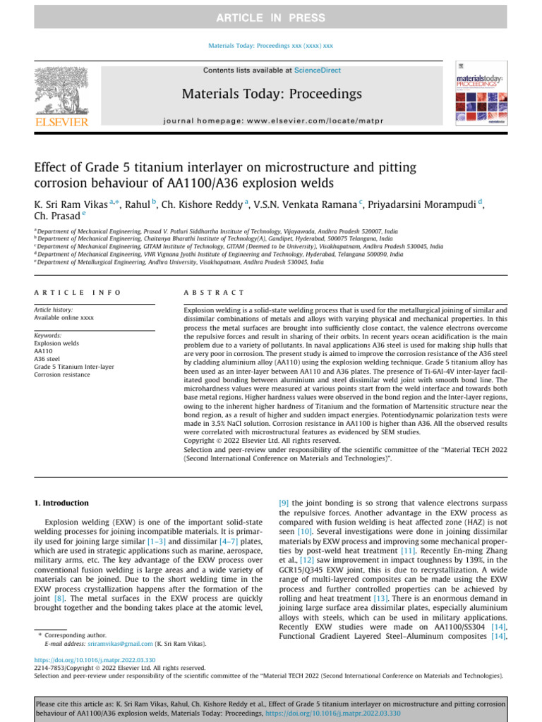 Effect of Grade 5 Titanium Interlayer On Microstructure and Pitting ...