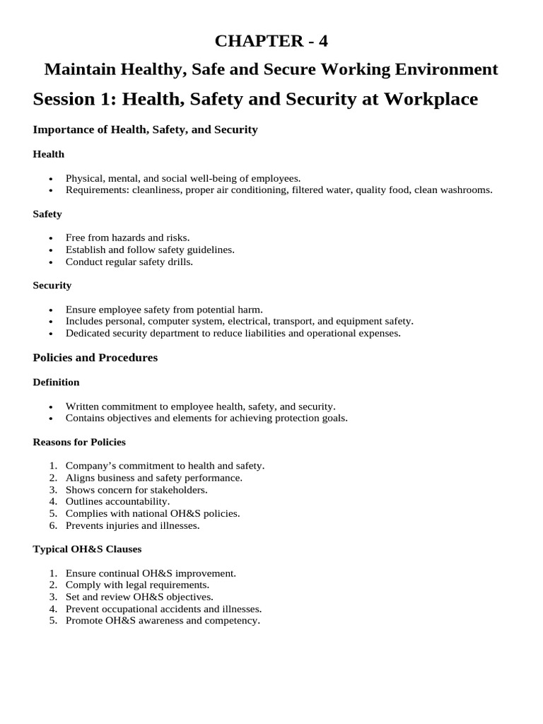 Chapter 4 Notes | PDF | Safety | Occupational Safety And Health
