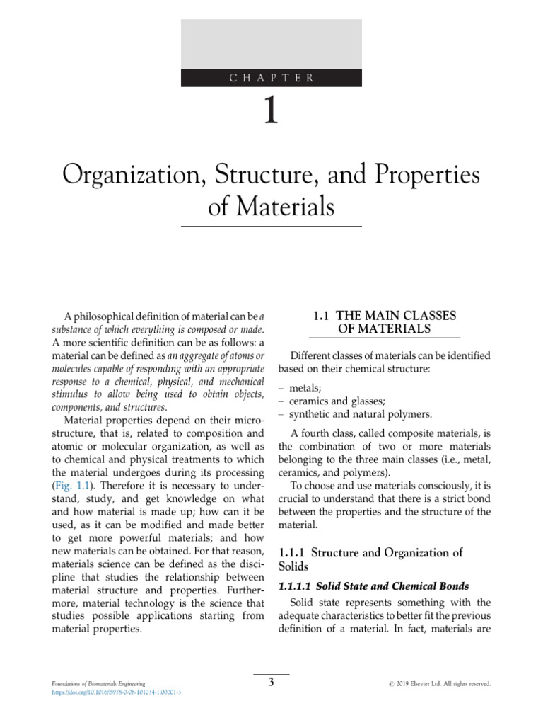 Chapter 1 - Organization, Structure, and Properties of Materials | PDF ...
