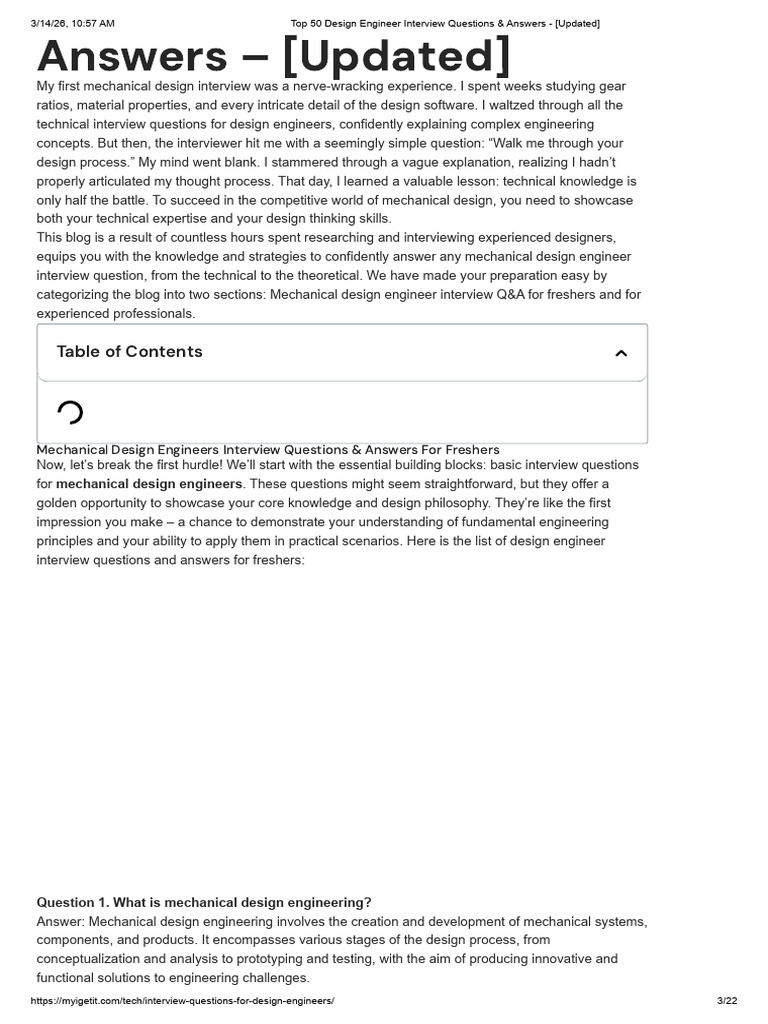 Top 50 Design Engineer Interview Questions & Answers - (Updated) | PDF ...