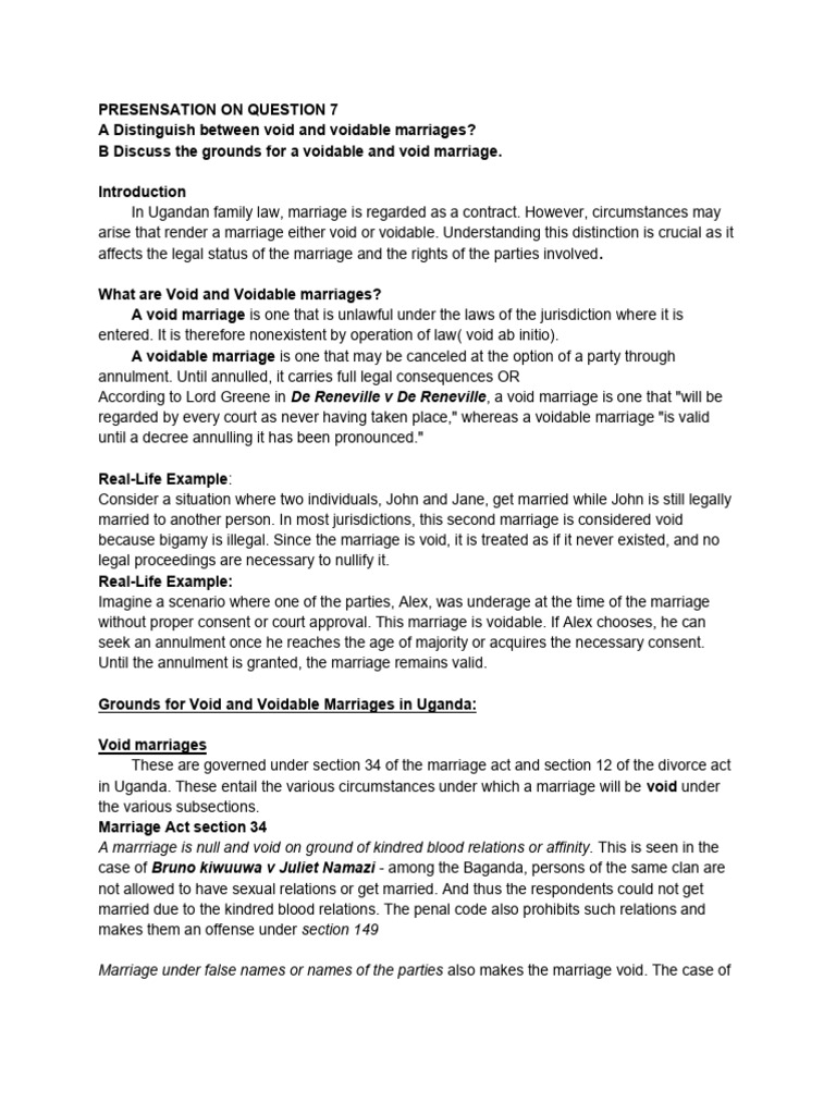 Void and Voidable Marriages Edited-1 | PDF | Annulment | Marriage