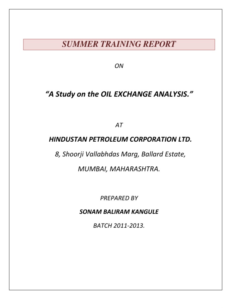 Oil Exchange Analysis at HPCL Report | PDF | Petroleum Industry ...