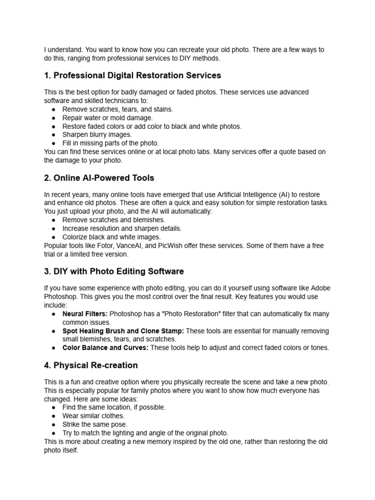 Professional Digital Restoration Services | PDF | Image Editing | Image ...