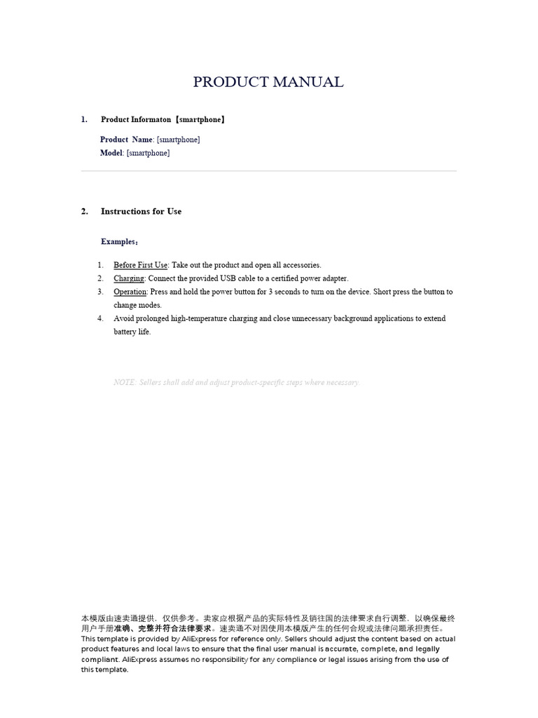 Product Manual: 2. Instructions For Use | PDF