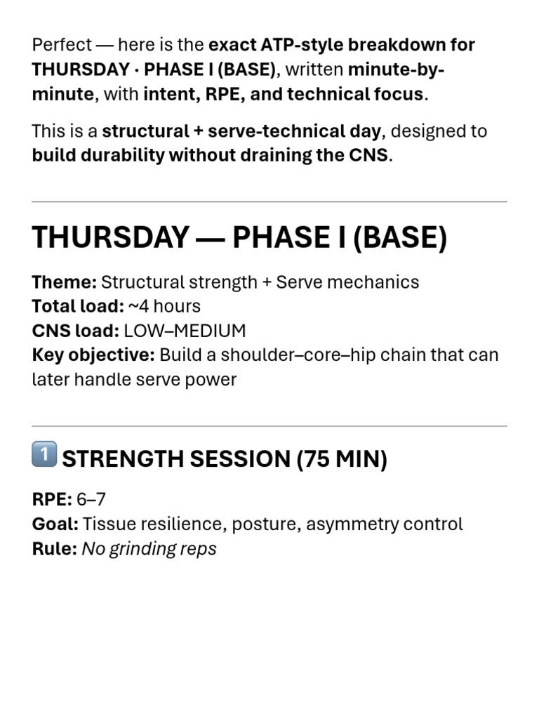 ATP Full Build - Phase 1 - Thursday | PDF | Shoulder | Musculoskeletal ...