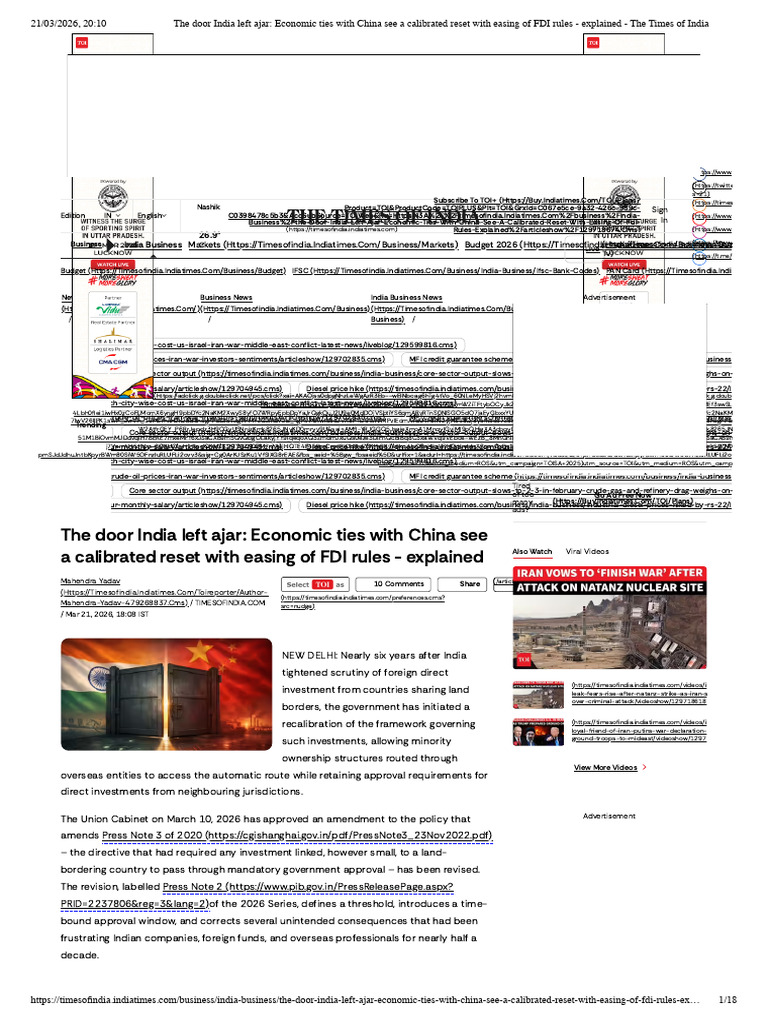 The Door India Left Ajar - Economic Ties With China See A Calibrated ...