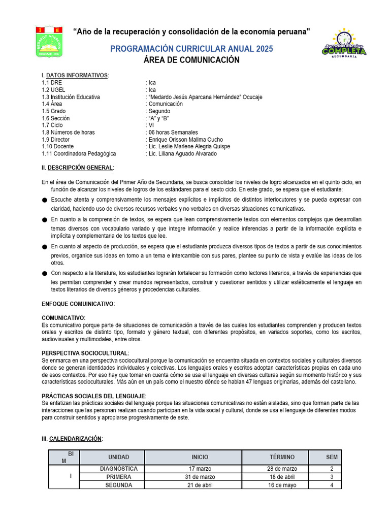 Plan Anual 2025 - 2do | PDF | Aprendizaje | Falacia