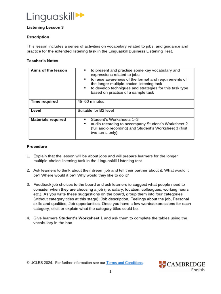 General Listening Lesson Plan 3 | PDF | Personal Trainer