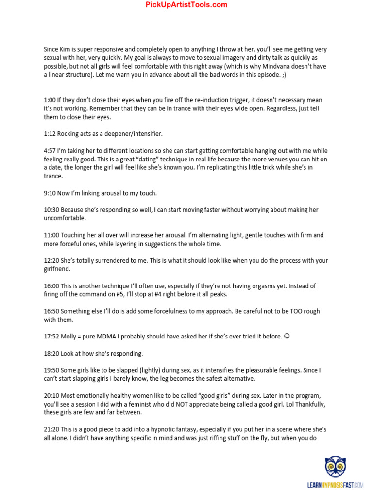 Kymberly Session 2 - Mindvana Session Notes | PDF | Sexual Arousal