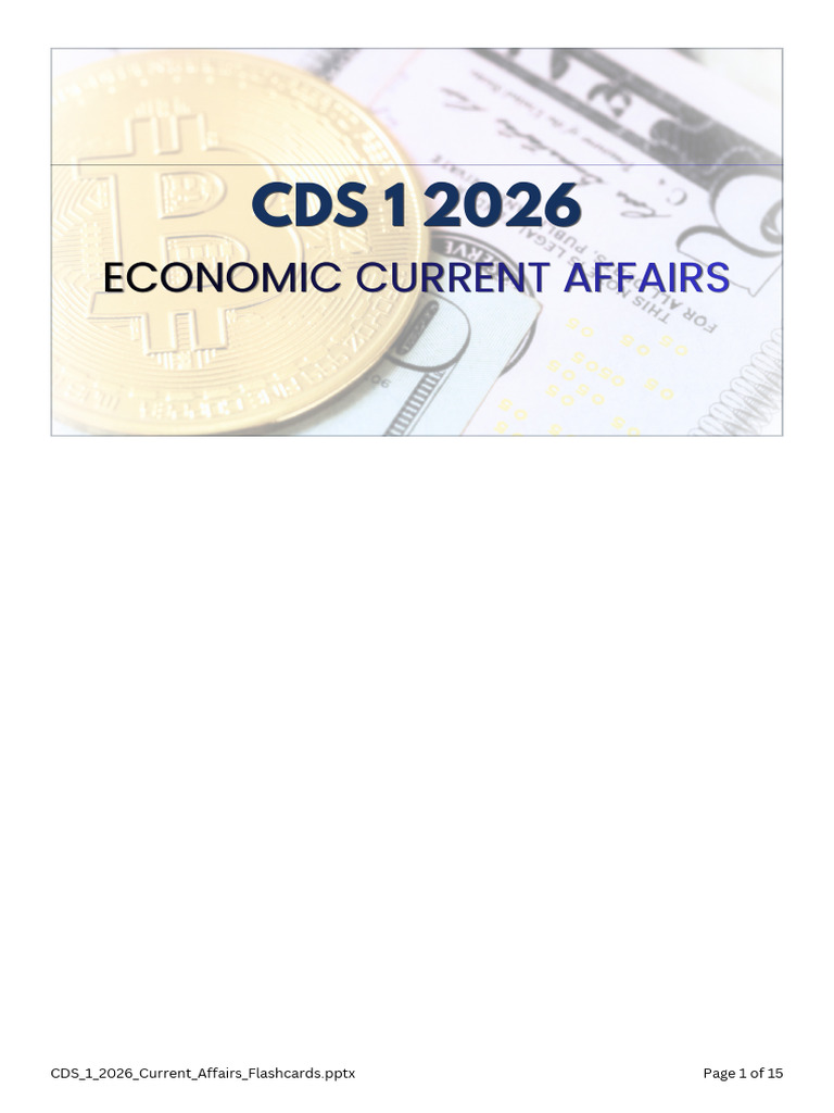 CDS 1 2026 Current Affairs Flashcards | PDF