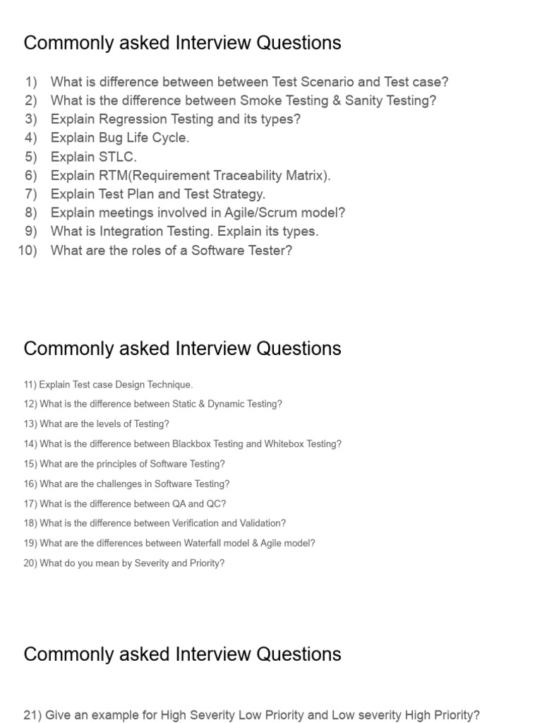 Manual Testing Interview Questions & Answers | PDF | Software Testing ...