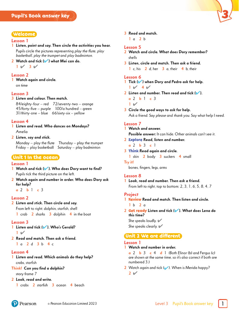 Pupil's Book - Answer Key | PDF