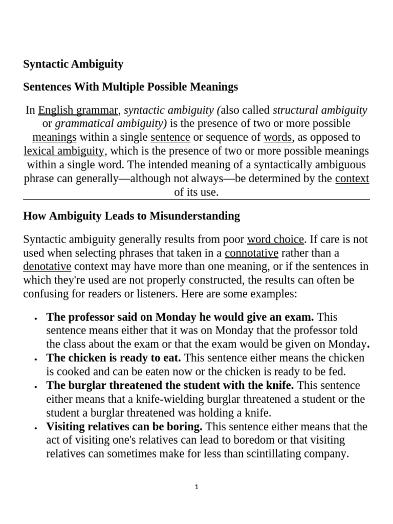 Syntactic Ambiguity | PDF | Ambiguity | Syntax