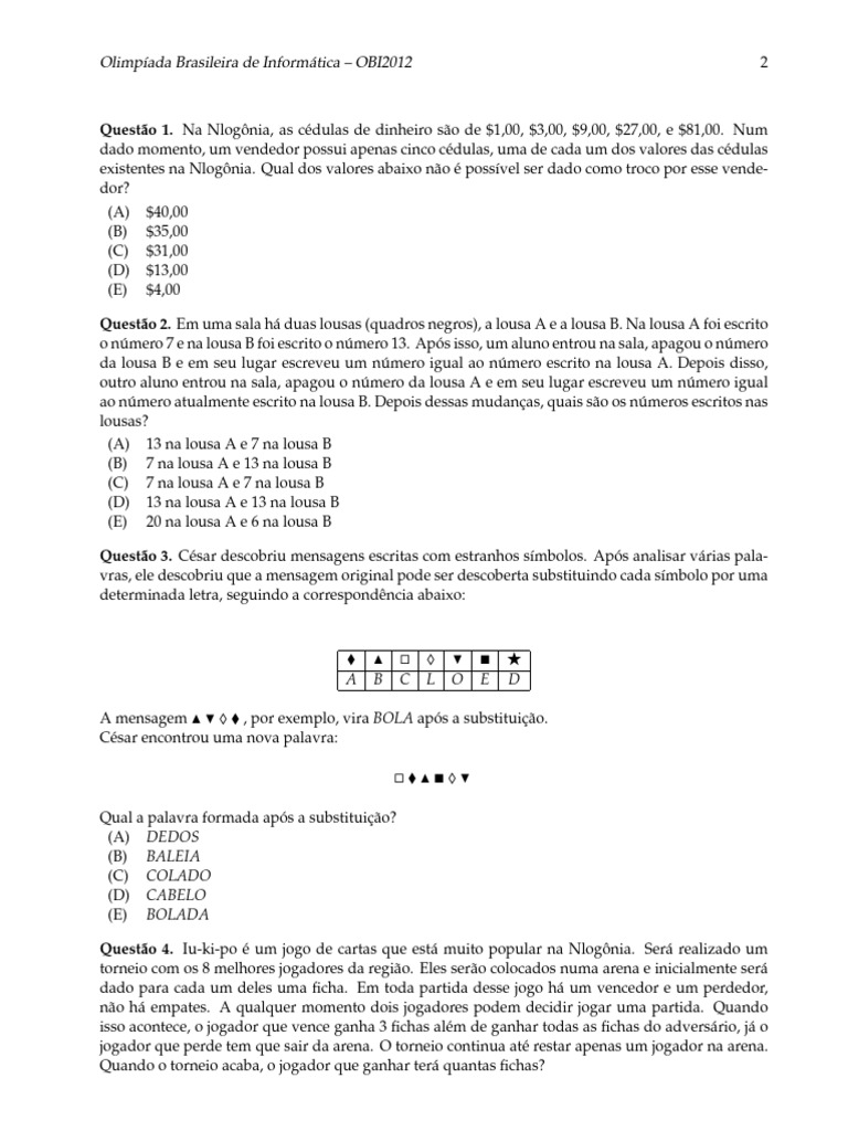 Problemas - Módulo 0 - Aquecimento 3 - Sala de Aula | PDF