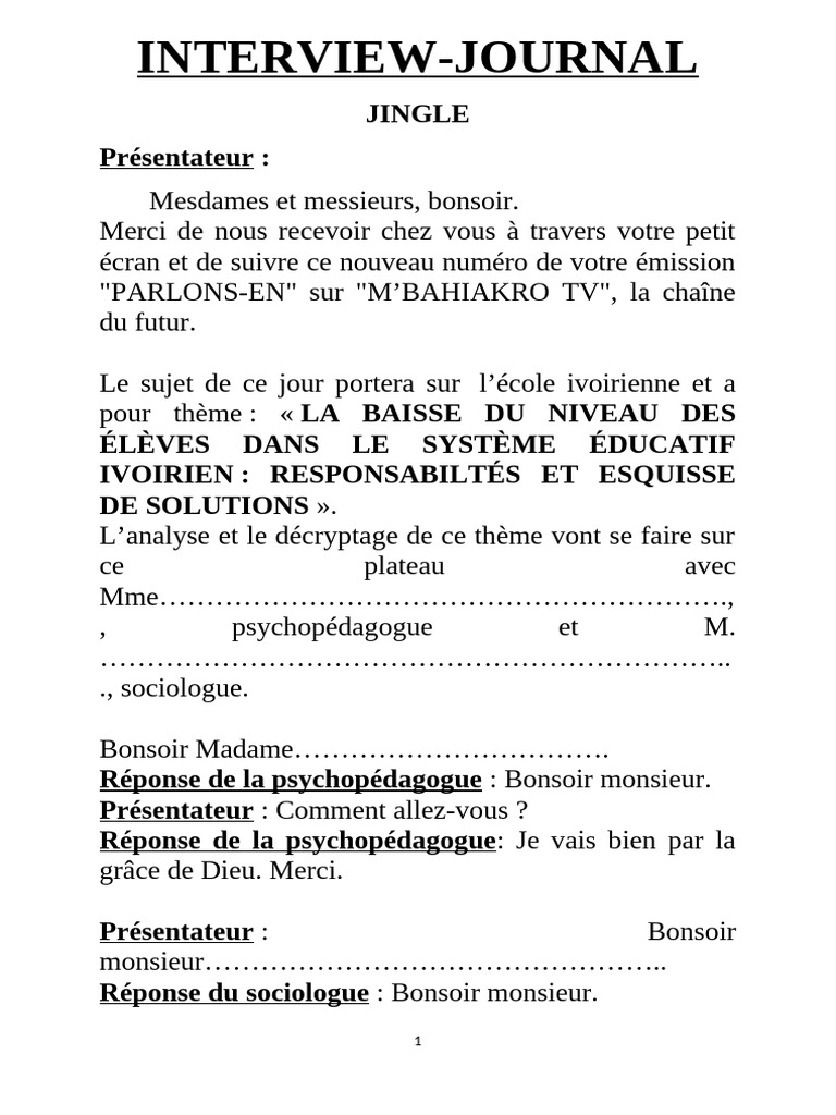 Interview Journal | PDF
