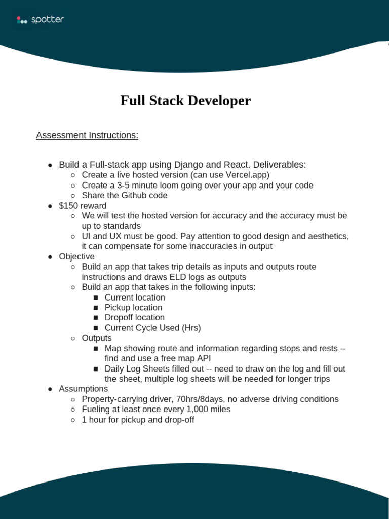 New Full Stack Dev Assessment | PDF