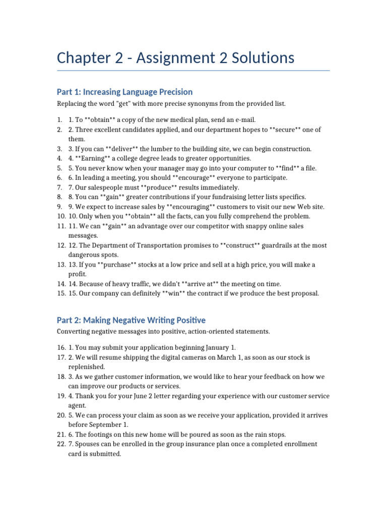 Chapter 2 Assignment 2 Solutions | PDF | Employment | Business