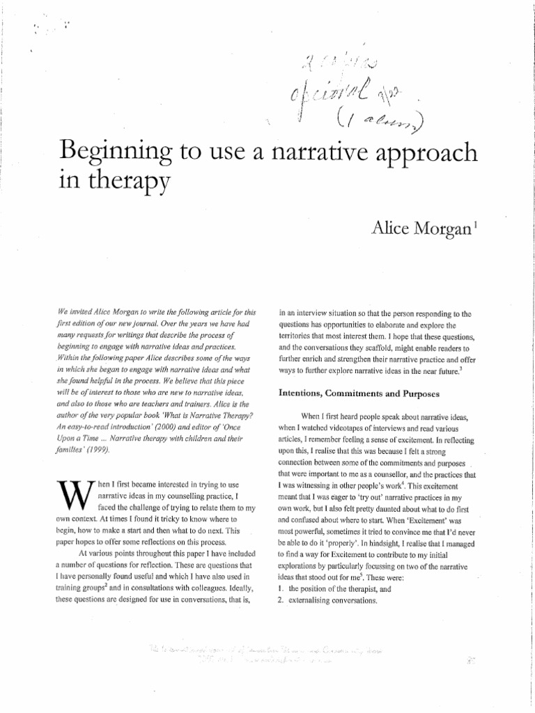 Beginning To Use Narrative Approach | PDF