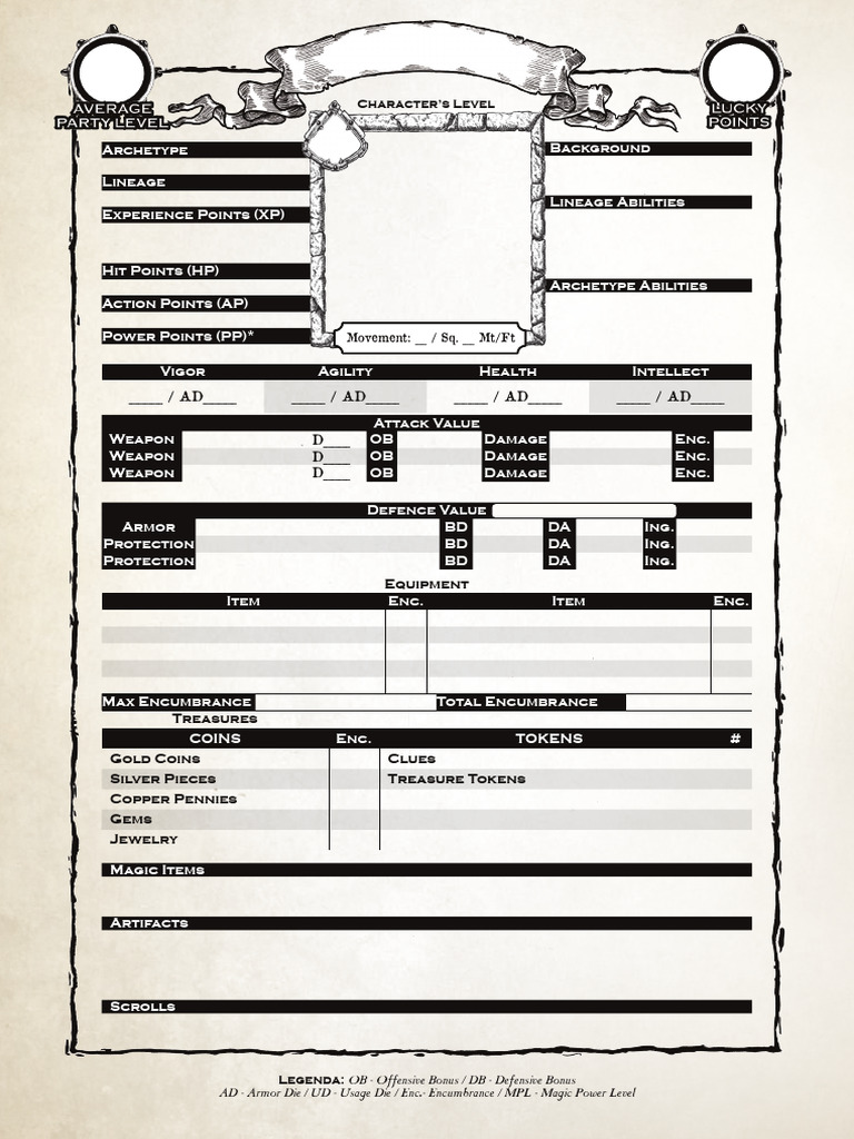 Game Sheets V1.0 | PDF | Role Playing Games | Tabletop Games