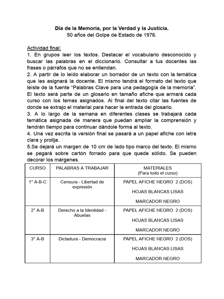Día de La Memoria, Por La Verdad y La Justicia | PDF