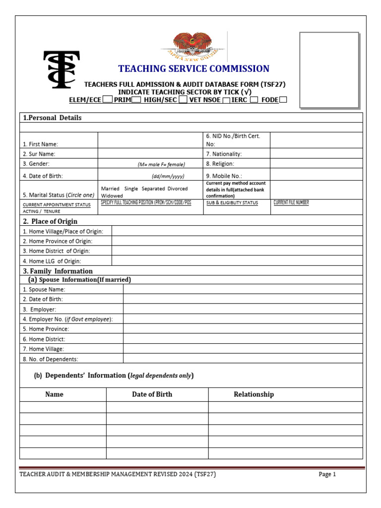 2020 - 2024 Revised TSC Form 27 | PDF