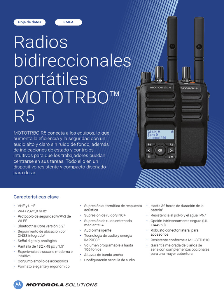 MOTOTRBO R5 Datasheet Esp | PDF
