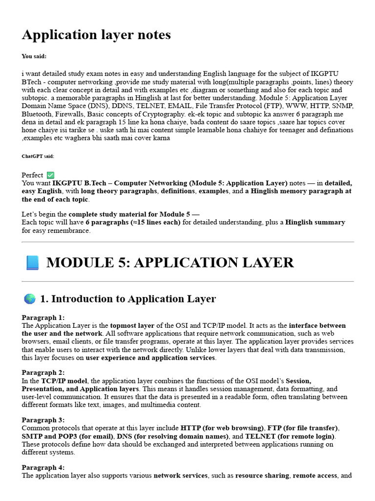 Application Layer Notes | PDF | World Wide Web | Internet & Web