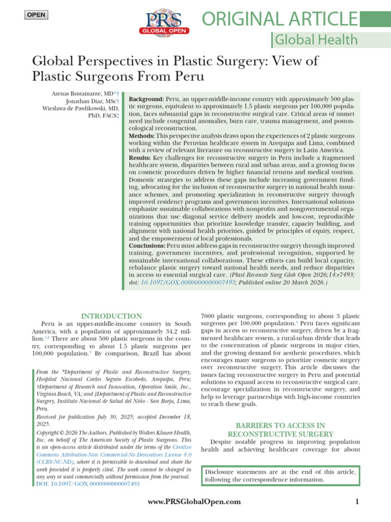 Global Perspectives in Plastic Surgery View Of.47 | PDF | Plastic ...