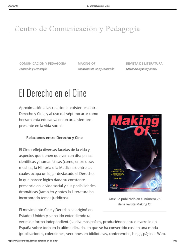 Rivaya B de Cima P(2004) Derecho y Cine | PDF | Enseñando | Prisión