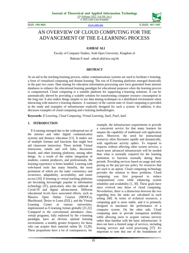Research Paper | PDF | Cloud Computing | Educational Technology