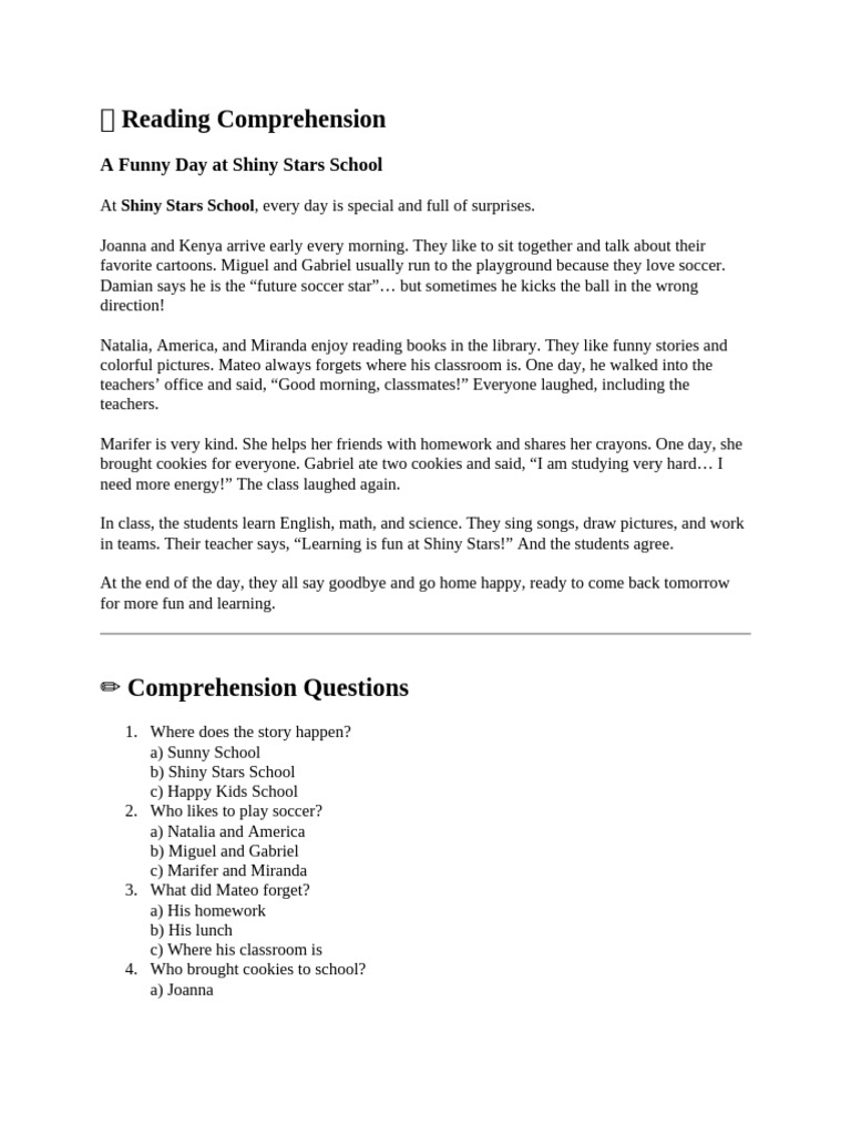 Reading Comprehension | PDF