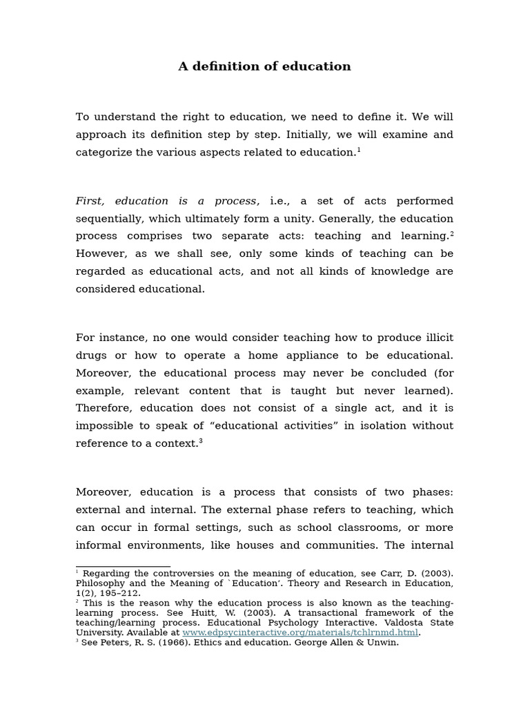 A Definition of Education | PDF