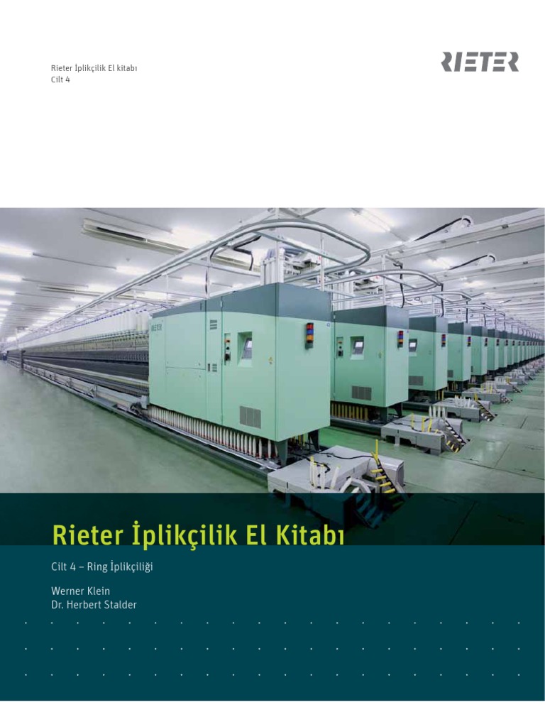 The Rieter Manual of Spinning Volume 4 1924-V1 TR 31790 | PDF