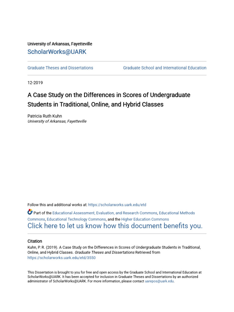 A Case Study On The Differences in Scores of Undergraduate Studen | PDF ...