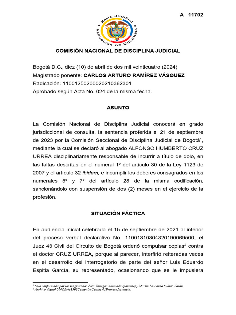 Sentencia Sancion Por Interferir Interrogatorio E Injuriar Al Juez ...