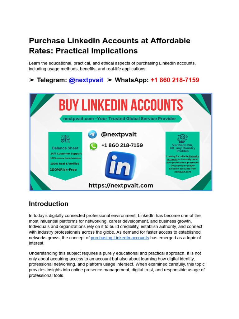 Purchase LinkedIn Accounts at Affordable Rates | PDF | Linked In | Learning