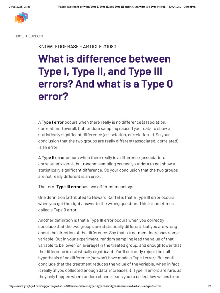 What Is Difference Between Type I, Type II, and Type III Errors - and ...