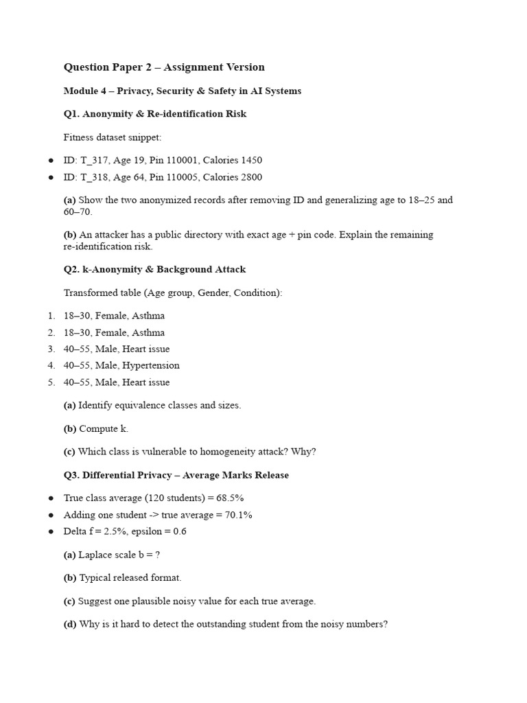 Question Paper 2 - Assignment Version | PDF