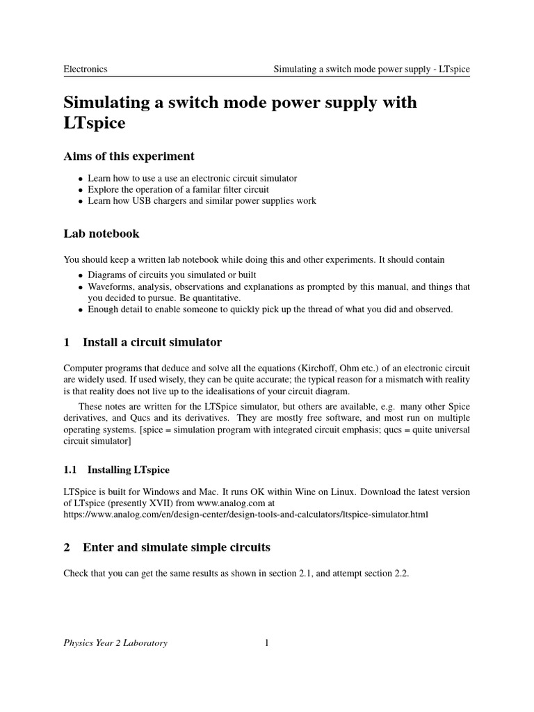 Circuitsim Ltspice Manual | PDF | Electrical Network | Power Supply