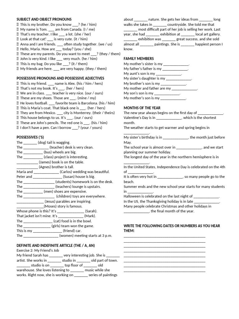 Tutorias 1 SUBJECT AND OBJECT PRONOUNS | PDF | Linguistic Morphology
