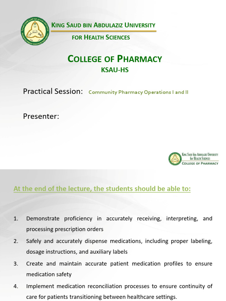 Community Pharmacy Operations I, II | PDF | Medical Prescription | Pharmacy