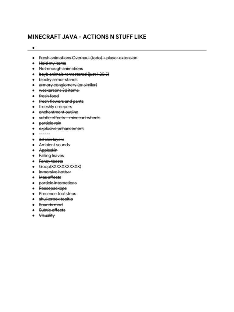 Minecraft Java - Actions N Stuff Like | PDF