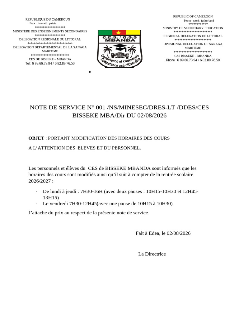 Note de Service Impactante | PDF