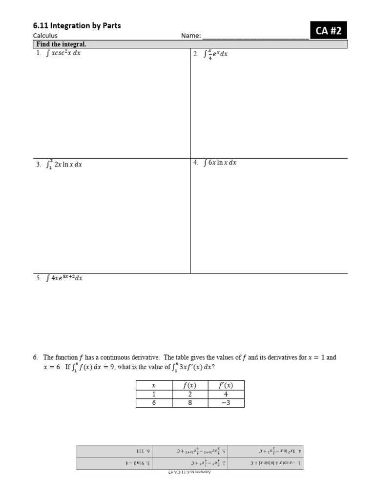 Calc 6.11 Ca2 | PDF