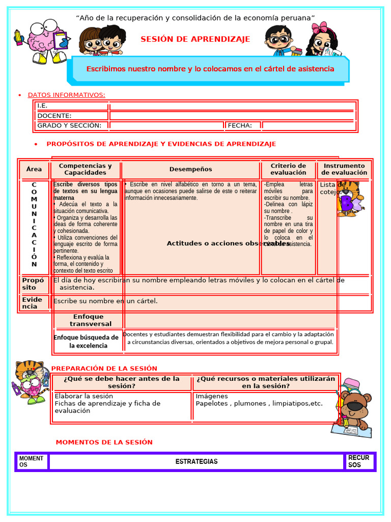 SESION Escribimos Nuestro Nombre y Lo Colocamos en El Cártel de ...