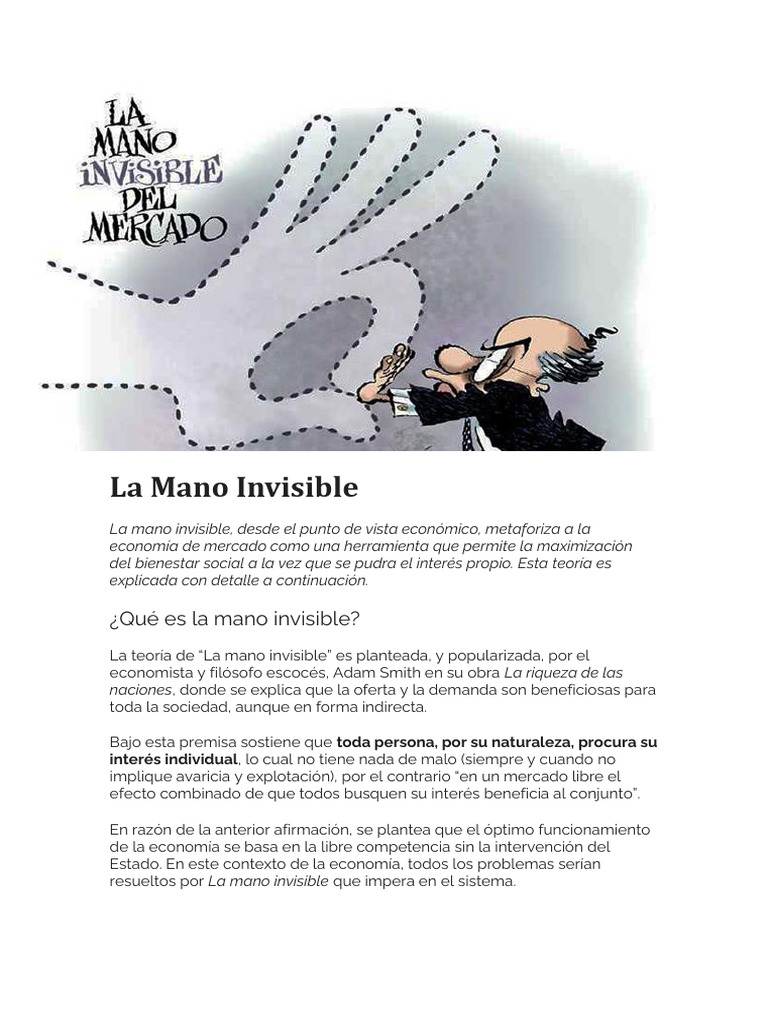 La Mano Invisible | PDF | Mercado libre | Mercado (economía)