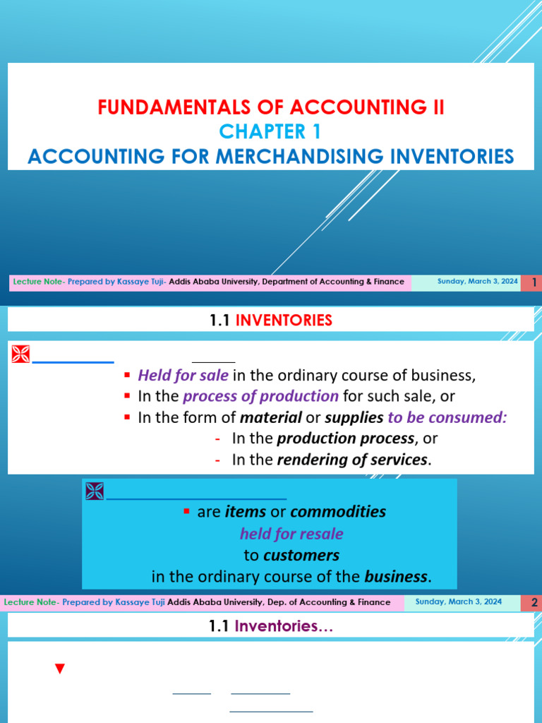 Chapter 1 - Accounting For Merchandising Inventories | PDF