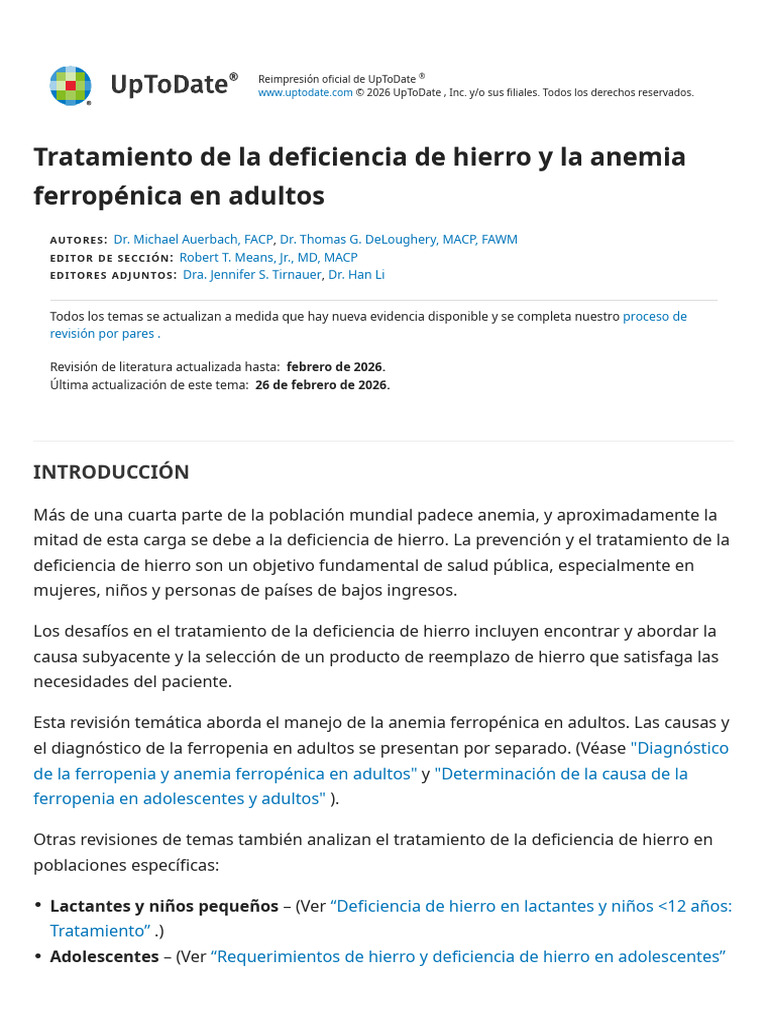 Treatment of Iron Deficiency and Iron Deficiency Anemia in Adults ...
